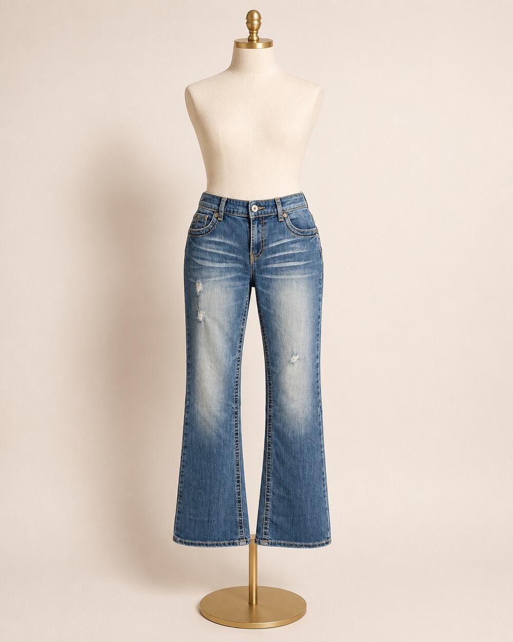 Mid rise Bootcut denim washed jeans